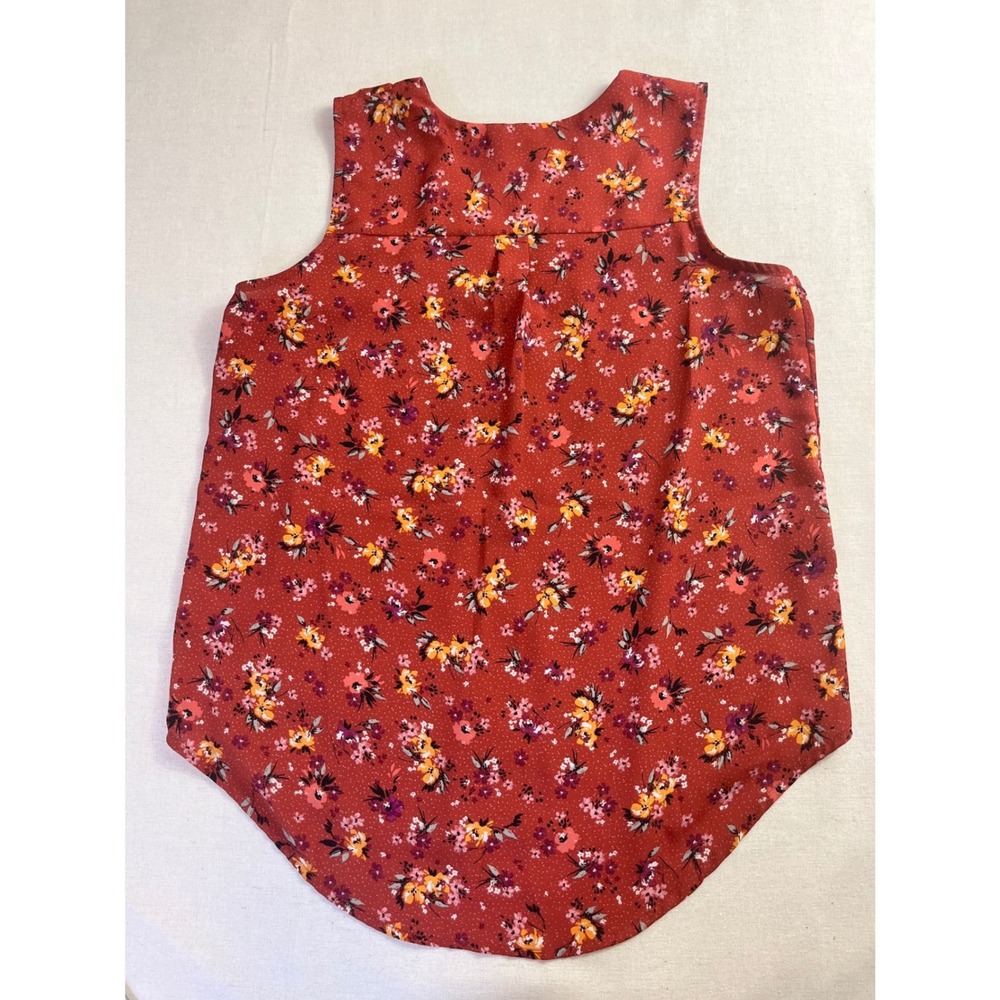 Maurices Womens Rust Red Orange Floral V-Neck Blouse sz M Fall Office Layering - Picture 7 of 7